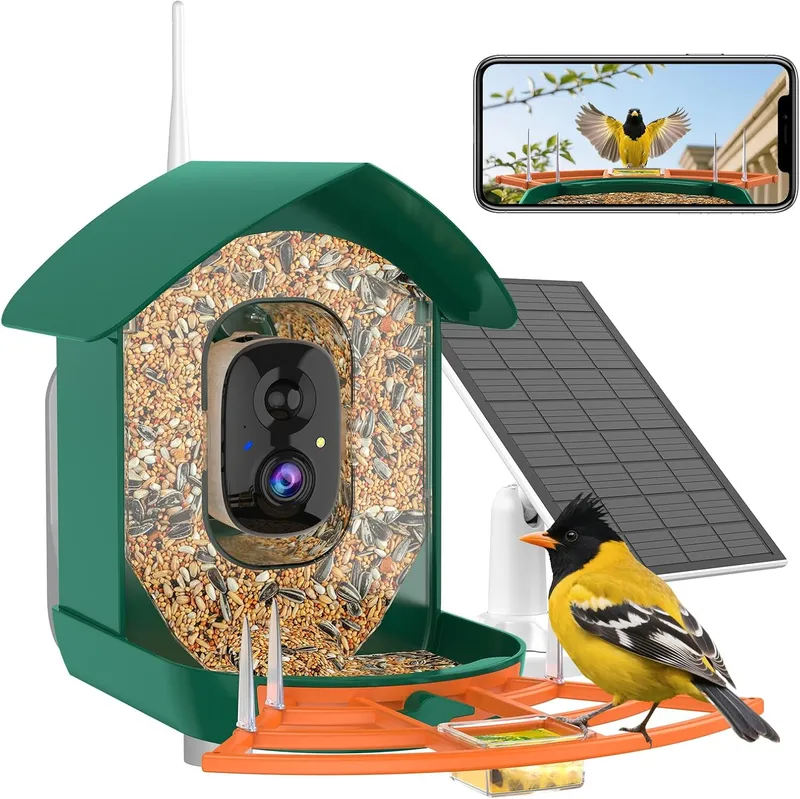 Gyozol WiFi Smart Bird House with Cam Solar Powered for Outdoor